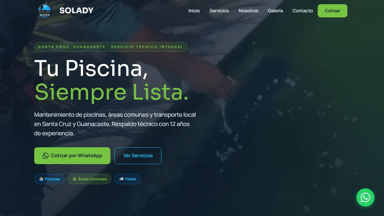 Screenshot del proyecto SOLADY Pool & Services